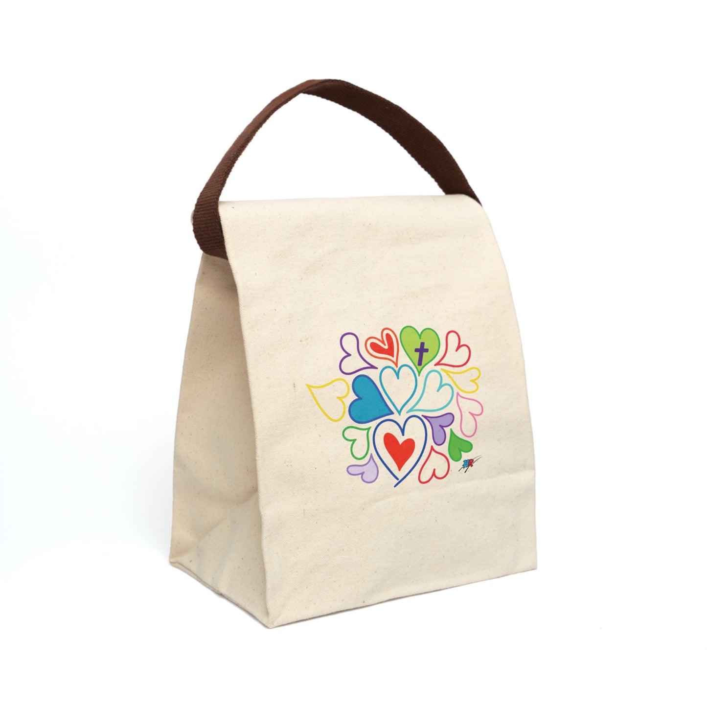 Hearts Canvas Lunch Bag With Strap