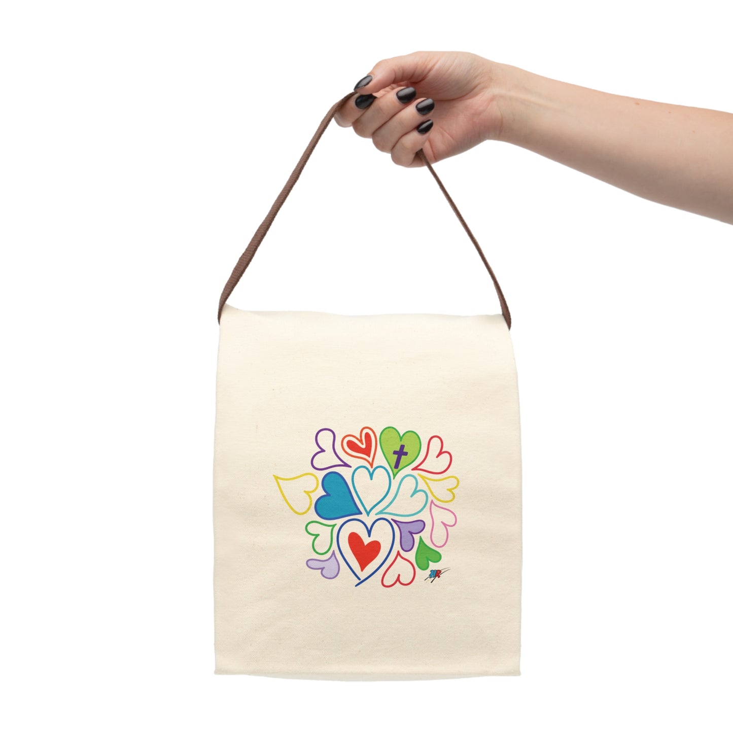 Hearts Canvas Lunch Bag With Strap