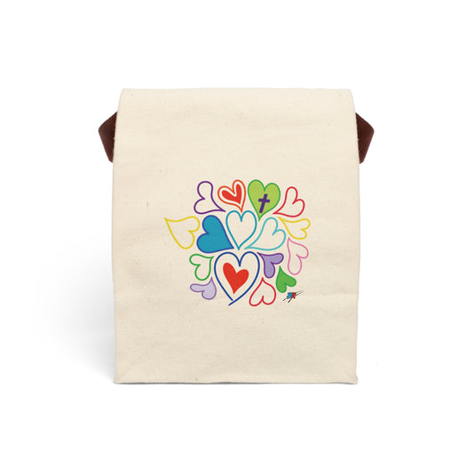 Hearts Canvas Lunch Bag With Strap